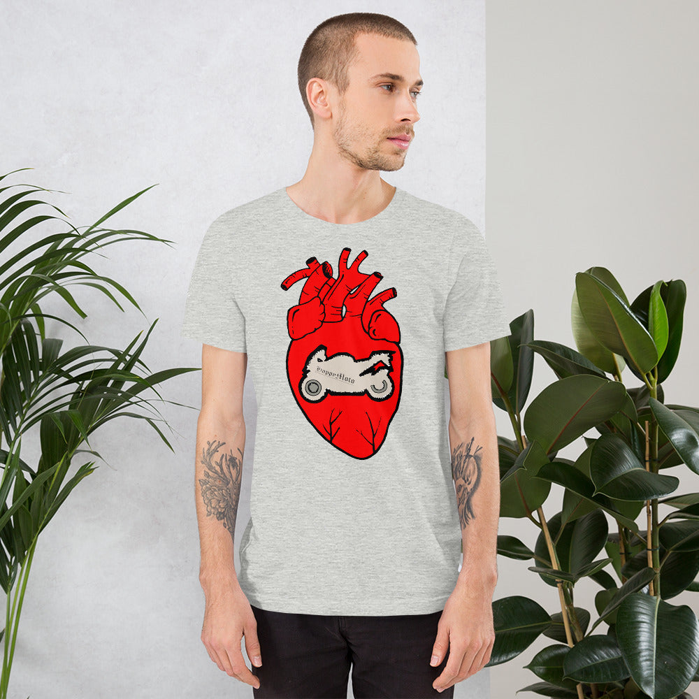 Motorcycle Love Heart T-Shirt Mens Womens Unisex