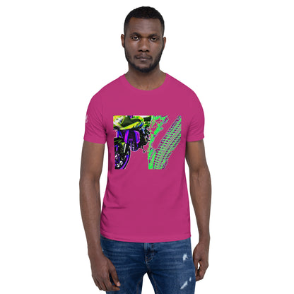 Neon Retro Look Motorcycle Design T-Shirt Mens Womens Unisex