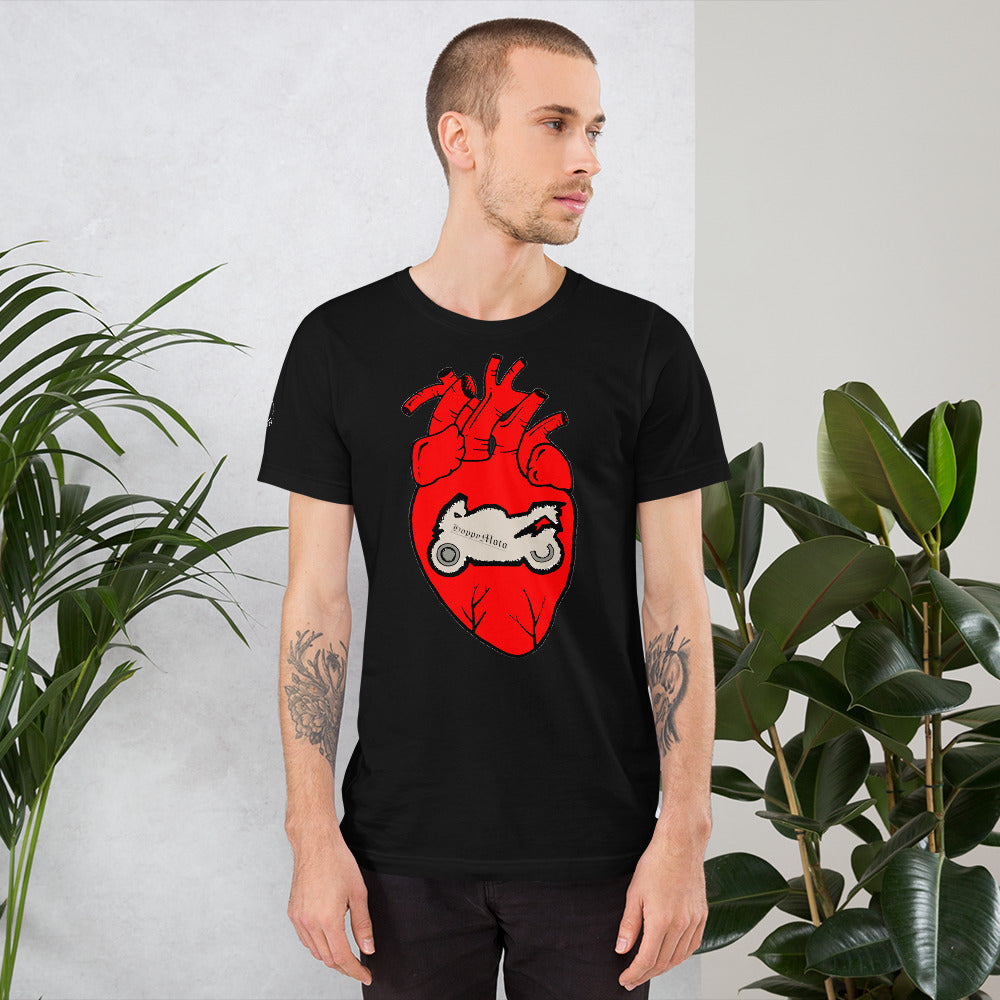 Motorcycle Love Heart T-Shirt Mens Womens Unisex