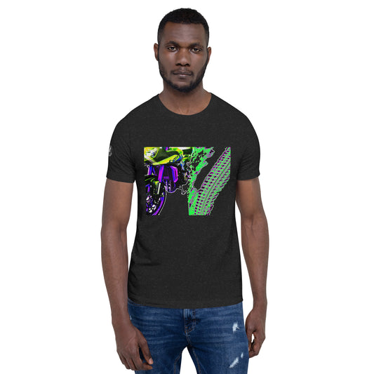 Neon Retro Look Motorcycle Design T-Shirt Mens Womens Unisex