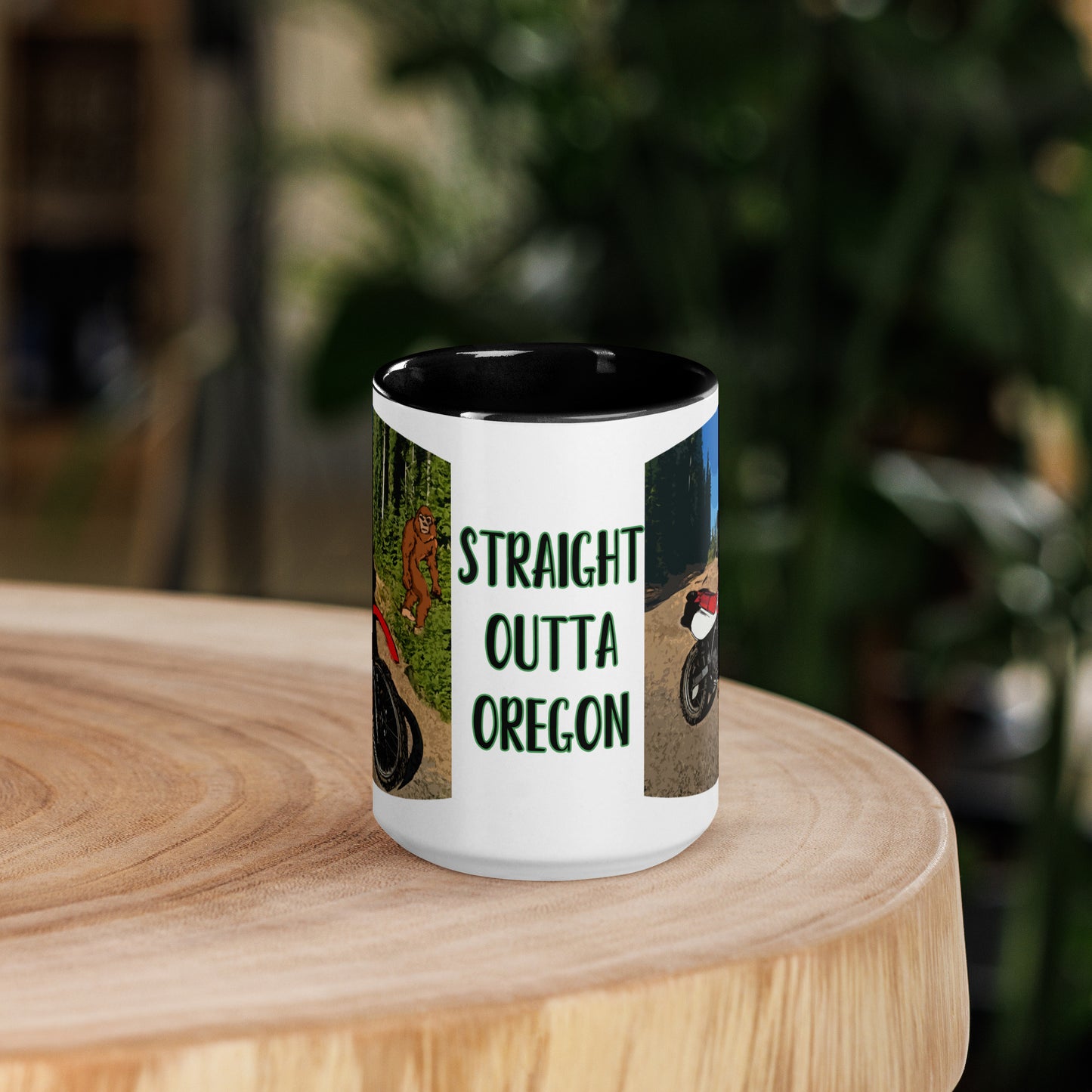 Motorcycle Motocross Biker Sasquatch Bigfoot Oregon Colorful Mug