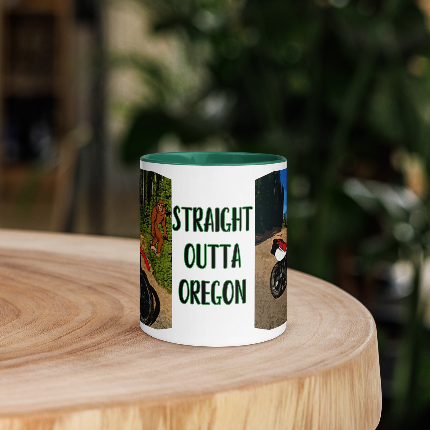 Motorcycle Motocross Biker Sasquatch Bigfoot Oregon Colorful Mug