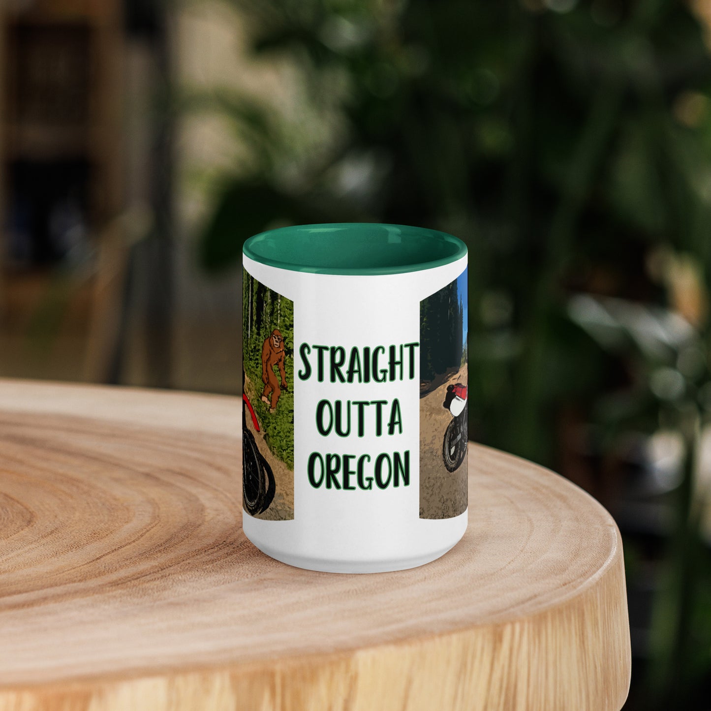 Motorcycle Motocross Biker Sasquatch Bigfoot Oregon Colorful Mug