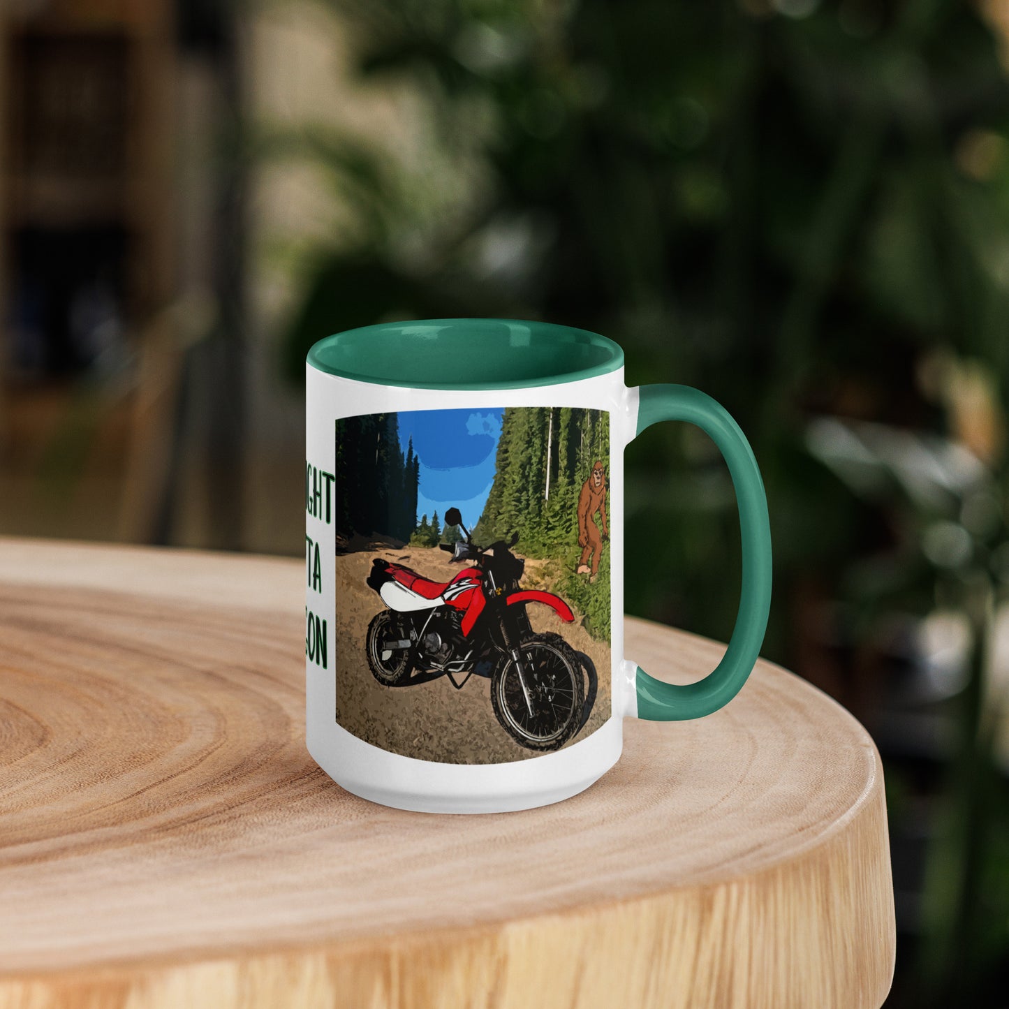 Motorcycle Motocross Biker Sasquatch Bigfoot Oregon Colorful Mug